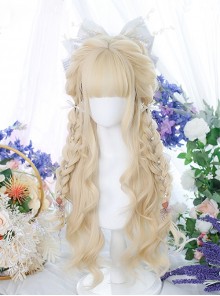 Cocoa Series Gentle Golden Qi Bangs Daily Long Curly Hair Classic Lolita Wig