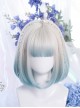 Light Blue Gradient Cute Air Bangs Inner Buckle Short Hair Classic Lolita Wig