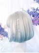 Light Blue Gradient Cute Air Bangs Inner Buckle Short Hair Classic Lolita Wig