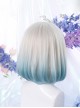 Light Blue Gradient Cute Air Bangs Inner Buckle Short Hair Classic Lolita Wig