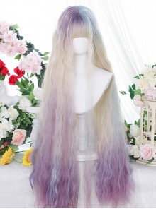 Star Trail Series 100cm Super Long Wool Roll Multicolor Gradient Long Curly Hair Classic Lolita Wig