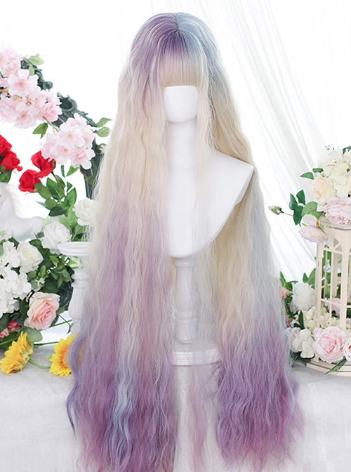 Star Trail Series 100cm Super Long Wool Roll Multicolor Gradient Long Curly Hair Classic Lolita Wig