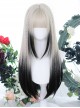 Shanhai Series White-Black Gradient Sweet Cool Long Hair Straight Hair Gothic Lolita Wig