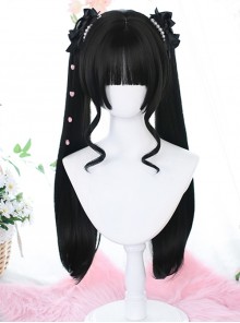 Solid Color Sideburns Curly Short Hair Long Straight Inner Buckle Double Ponytail Everyday Natural Classic Lolita Wig