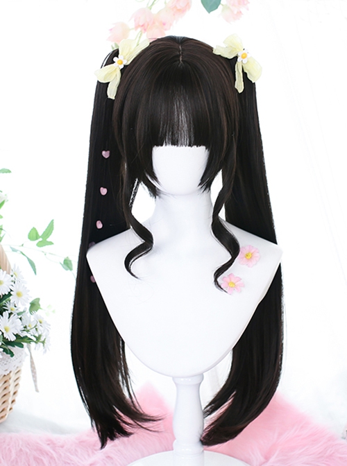 Solid Color Sideburns Curly Short Hair Long Straight Inner Buckle Double Ponytail Daily Natural Classic Lolita Wig