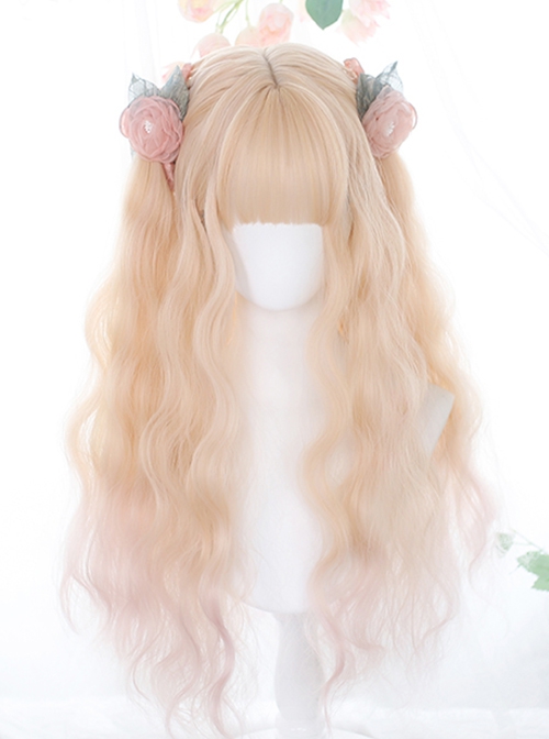 Orange Gentle Natural Water Ripple Gradient Long Curly Hair Classic Lolita Wig