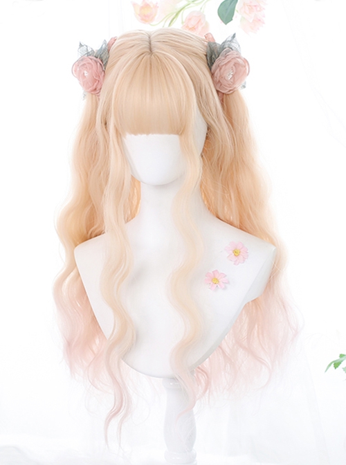 Orange Gentle Natural Water Ripple Gradient Long Curly Hair Classic Lolita Wig