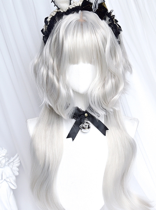 Silver White Wool Curly Short Hair Detachable Jellyfish Head Short Hair Long Hair Classic Lolita Wig