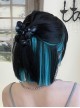 Black Blue Layer-Dyed Hanging Ear Dyed Qi Bangs Daily Cute Short Straight Hair Classic Lolita Wig