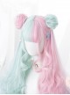 Strawberry Mint Ice Cream Series Multicolor Mixed Cute Long Curly Hair Classic Lolita Wig