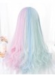 Strawberry Mint Ice Cream Series Multicolor Mixed Cute Long Curly Hair Classic Lolita Wig