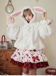 White Plush Cute Rabbit Ears Fluffy Lantern Sleeves Warm Sweet Lolita Blouse