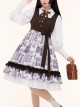 Romanticism Series Elegant Vintage Print Ruffle Classic Lolita Sleeveless Dress