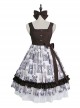 Romanticism Collection Elegant Vintage Print Ruffle Classic Lolita Sleeveless Dress