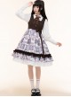 Romanticism Series Elegant Vintage Print Ruffle Classic Lolita Sleeveless Dress