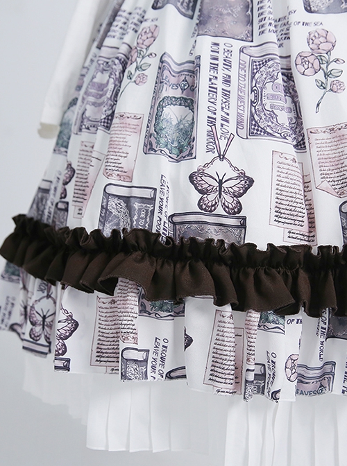 Romanticism Series Elegant Vintage Print Ruffle Classic Lolita Sleeveless Dress