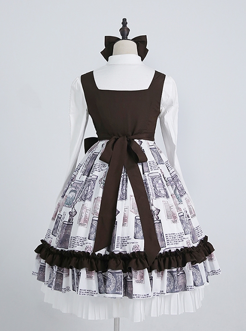 Romanticism Series Elegant Vintage Print Ruffle Classic Lolita Sleeveless Dress