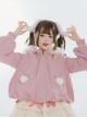 Cute Rabbit Ears Autumn Winter Plush Plush Ball Lantern Sleeves Sweet Lolita Short Coat