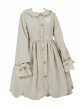 Autumn Winter Solid Color Doll Collar Lace Decorated Corduroy Classic Lolita Mid-Length Coat