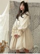 Autumn Winter Solid Color Doll Collar Lace Decorated Corduroy Classic Lolita Mid-Length Coat