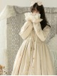 Autumn Winter Solid Color Doll Collar Lace Decorated Corduroy Classic Lolita Mid-Length Coat