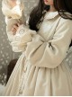 Autumn Winter Solid Color Doll Collar Lace Decorated Corduroy Classic Lolita Mid-Length Coat