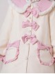 Cute Autumn Winter Solid Color Plush Collar Lantern Sleeve Bow Decoration Sweet Lolita Medium Long Coat