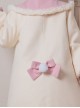 Cute Autumn Winter Solid Color Plush Collar Lantern Sleeve Bow Decoration Sweet Lolita Medium Long Coat