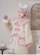 Cute Autumn Winter Solid Color Plush Collar Lantern Sleeve Bow Decoration Sweet Lolita Medium Long Coat