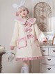 Cute Autumn Winter Solid Color Plush Collar Lantern Sleeve Bow Decoration Sweet Lolita Medium Long Coat