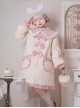 Cute Autumn Winter Solid Color Plush Collar Lantern Sleeve Bow Decoration Sweet Lolita Medium Long Coat