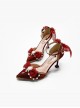 Solid Color Elegant Pointed Toe Stiletto Bow-Knot Bead Chain Classic Lolita High Heel Shoes