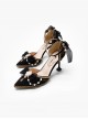 Solid Color Elegant Pointed Toe Stiletto Bow-Knot Bead Chain Classic Lolita High Heel Shoes