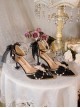 Solid Color Elegant Pointed Toe Stiletto Bow-Knot Bead Chain Classic Lolita High Heel Shoes