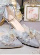 Elegant Fairy Pointed Toe Star Rhinestone Bow-Knot Bead Chain Lace Decoration Classic Lolita High Heel Shoes