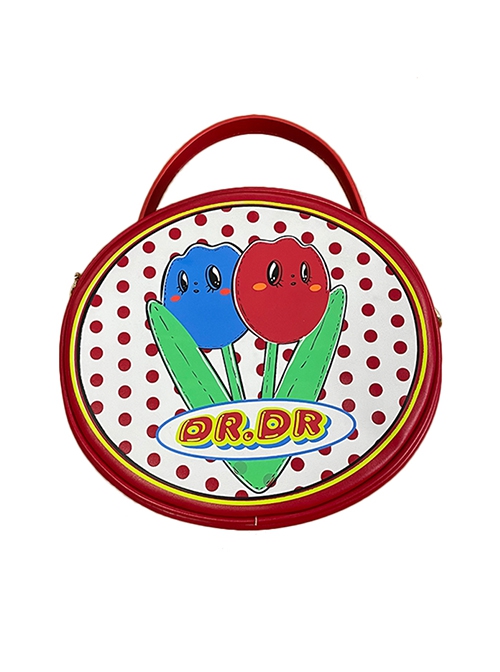 Showa Tulip Series Retro Personality Polka Dot Tulip Round Classic Lolita Portable Messenger Bag