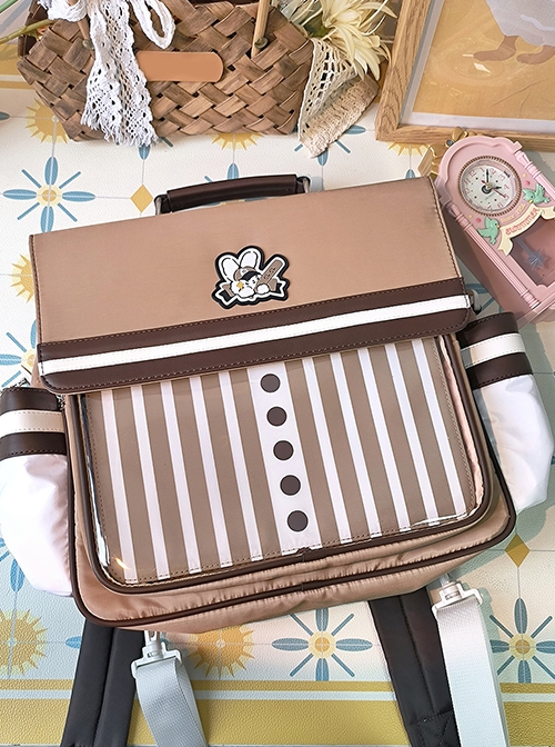 Baseball Rabbit Pain Bag Series Large Capacity Solid Color Striped School Lolita Portable Messenger Backpack