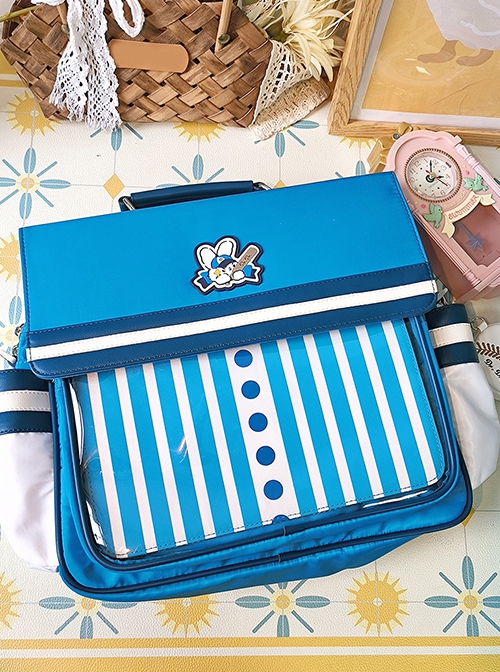 Baseball Rabbit Pain Bag Series Large Capacity Solid Color Striped School Lolita Portable Messenger Backpack