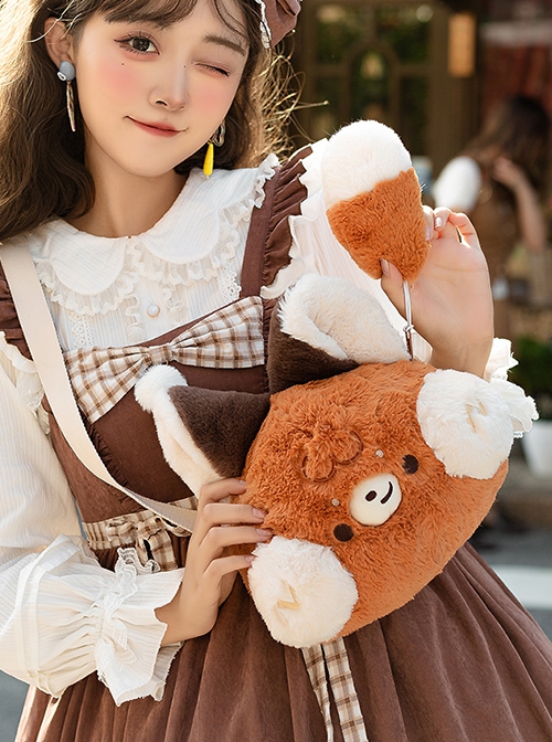 Cute Versatile Doll Plush Embroidered Fox Sweet Lolita Crossbody Bag