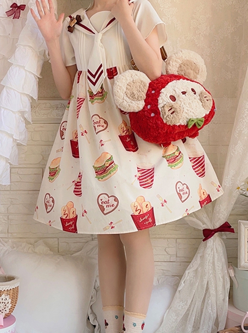 Cartoon Strawberry Mouse Cute Large Capacity Plush Sweet Lolita Messenger Backpack