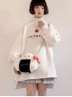 White Plush Rice Ball Pigeon Cute Polka Dot Bowknot Doll Sweet Lolita Messenger Shoulder Bag