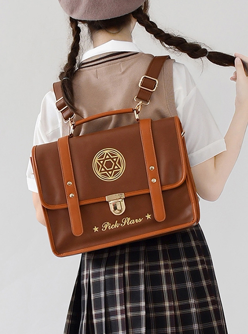 College Style JK Uniform Student Embroidery Large-Capacity School Lolita Portable Messenger Backpack