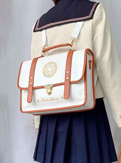 College Style JK Uniform Student Embroidery Large-Capacity School Lolita Portable Messenger Backpack