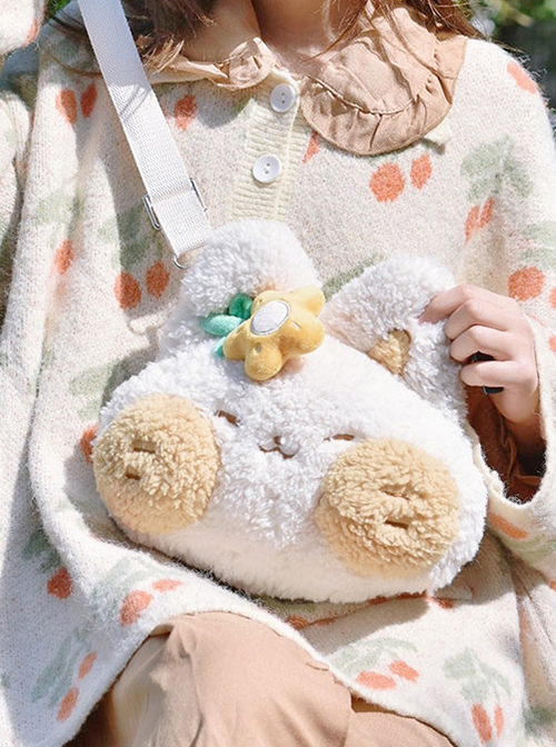 Mimi Kui Kui Series Cute Cat Embroidery Small Flower Plush Sweet Lolita Messenger Shoulder Bag