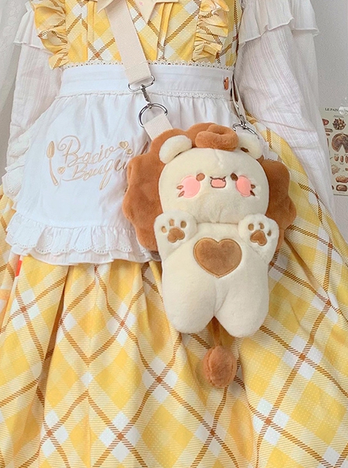 Cute Versatile Little Milk Lion Embroidery Small Animal Doll Sweet Lolita Crossbody Shoulder Bag