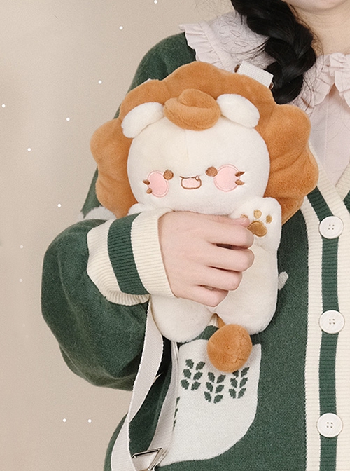 Cute Versatile Little Milk Lion Embroidery Small Animal Doll Sweet Lolita Crossbody Shoulder Bag