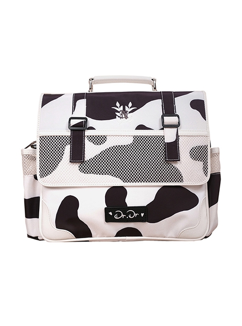 College Style Cute Girl Large Capacity Student Milk Cow Print School Lolita Messenger Backpack