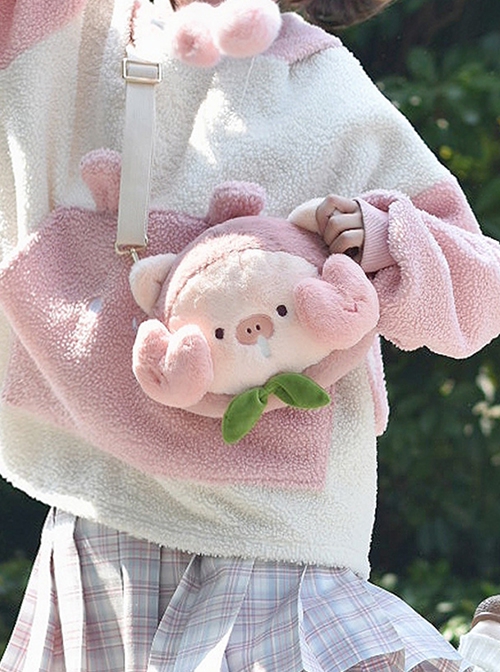 Pink Versatile Cute Plush Little Pig Doll Sweet Lolita Messenger Shoulder Bag