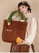 Brown Embroidered Plush Large Capacity Sweet Lolita Portable Messenger Shoulder Bag