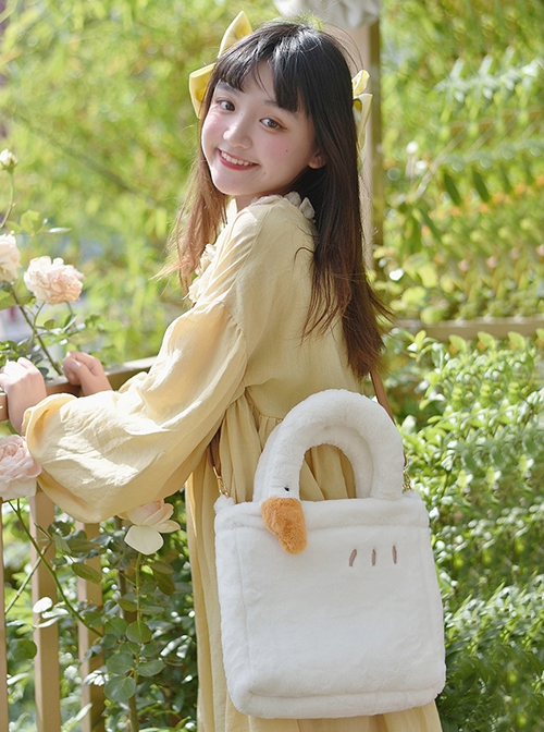 Good Big Goose Series White Cute White Goose Plush Girl Sweet Lolita Handheld Messenger Shoulder Bag